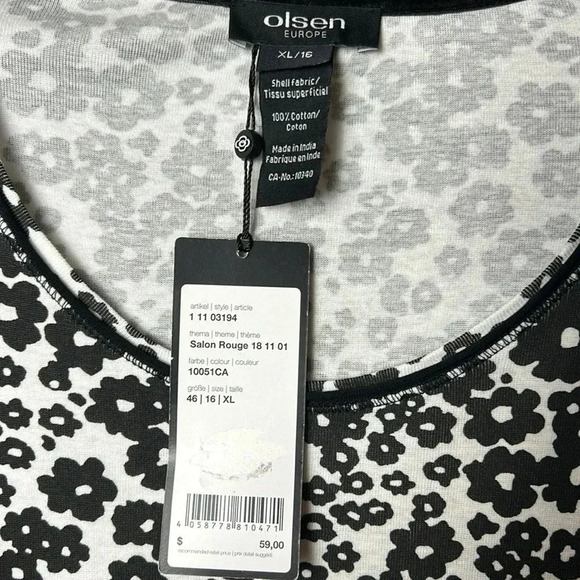 NWT  Olsen Europe XL ,100 cotton ,long sleeve , ditzy floral top. Scoop neckline - Picture 7 of 10